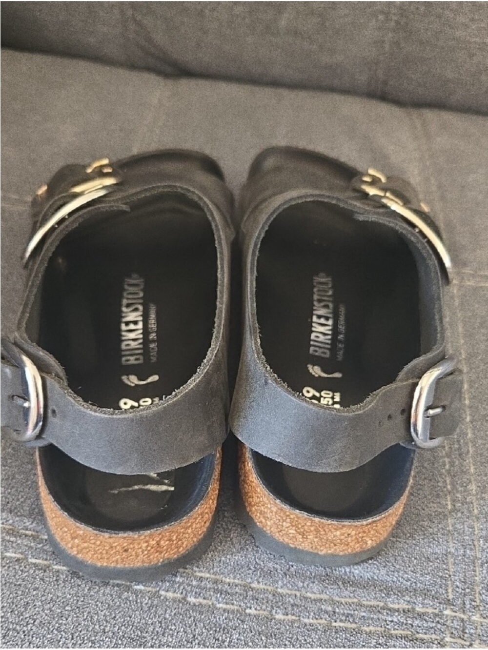 Birkenstock Big Buckle Black Double Sandal Oiled Leather Size 39 - Picture 7 of 10